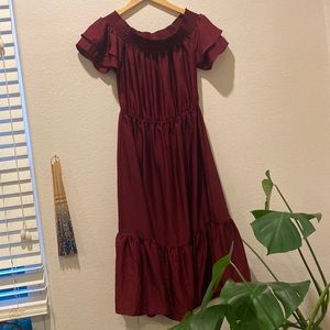Long burgundy dress super silky and great for get togethers